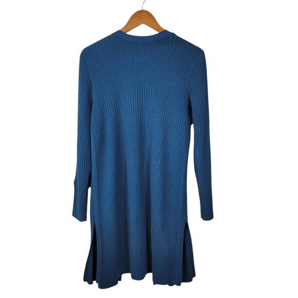 Talbots Long Cardigan Sweater size Medium Sweatshirt button Sleeve Cuff Teal - Picture 5 of 7